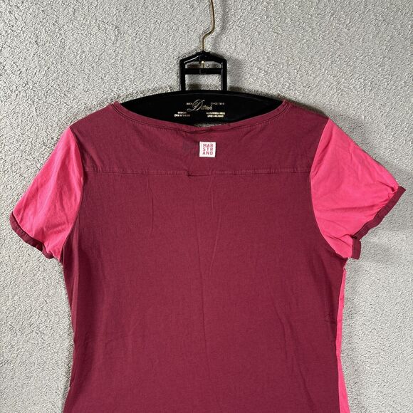 Helly Hansen T Shirt Womens Size XL Diamond Pattern Harlequin Red Pink Boat Neck - Picture 9 of 10